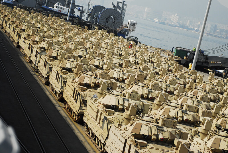 Military Vehicles on Dock