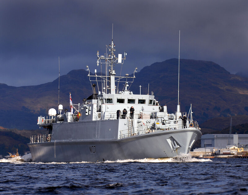 Military vessel in coastal waters