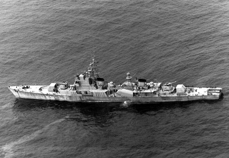 Military Warship at Sea — Black