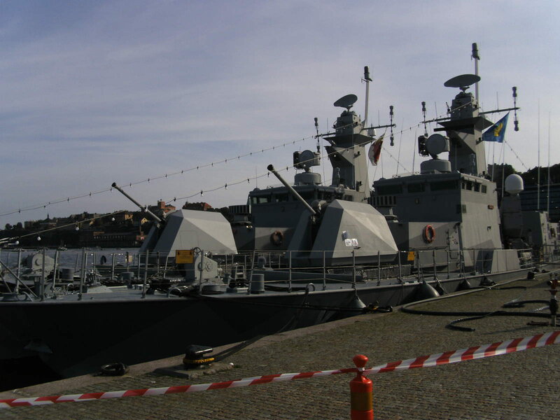 Military Warship Docked — Gray