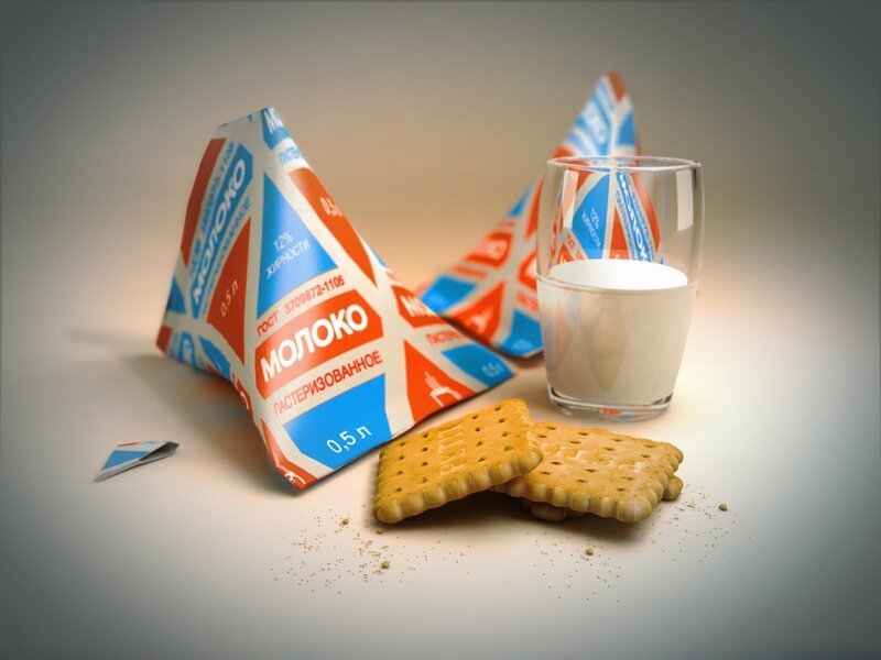 Milk and crackers on table