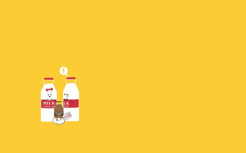 Milk Bottles and Chocolate Milk — Yellow, Playful
