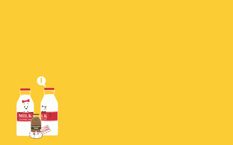 Milk Bottles with Faces — Yellow, Playful