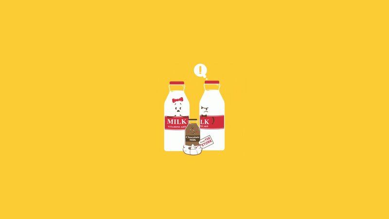 Milk Bottles with Faces — Yellow