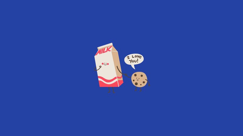 Milk Carton and Cookie — Blue, Playful