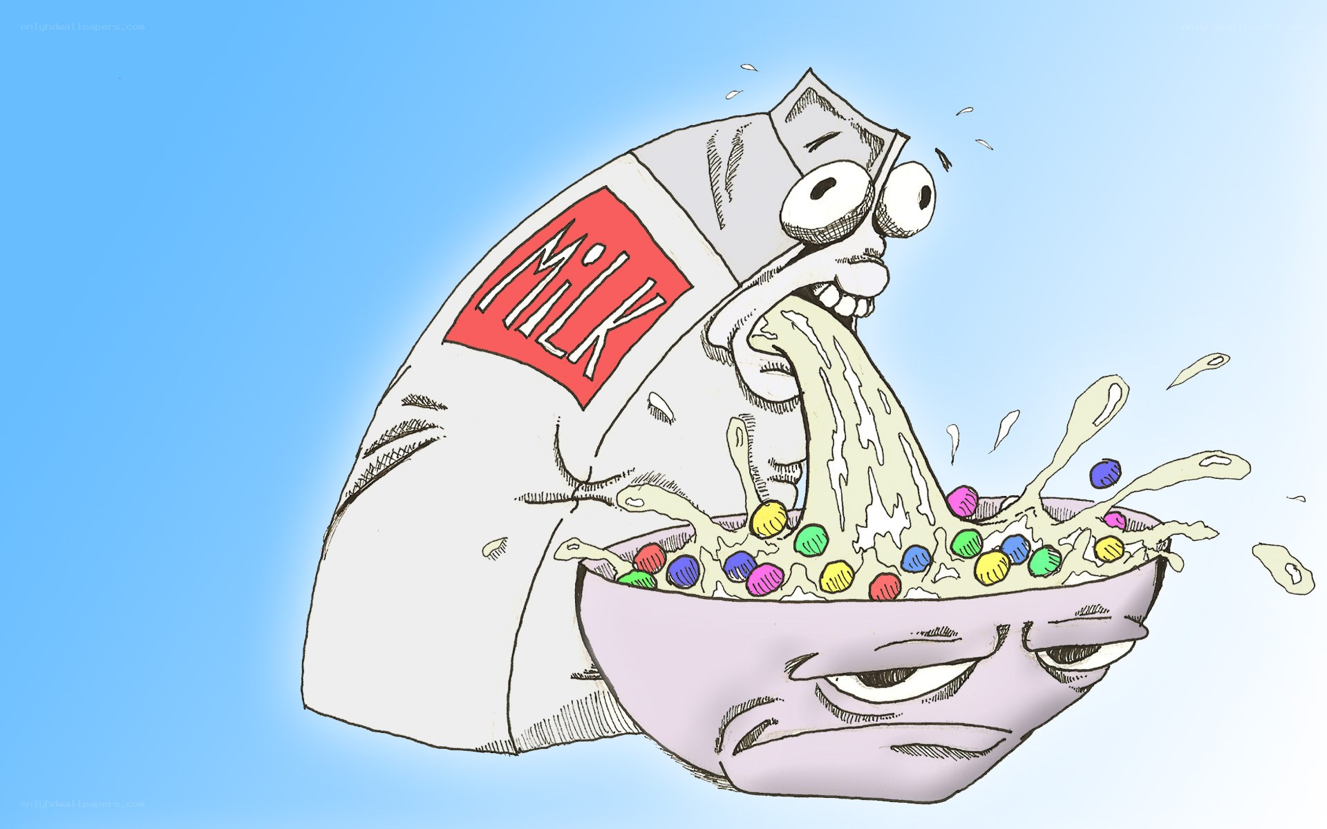 Milk carton eating cereal