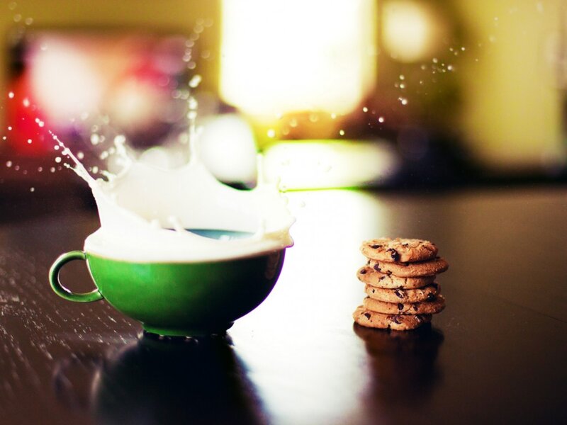 Milk Splash in Green Cup
