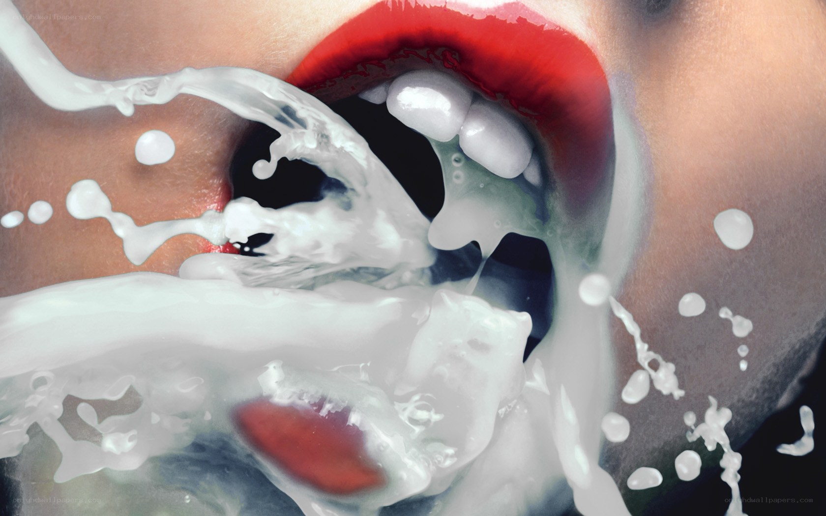 milk splashing from mouth