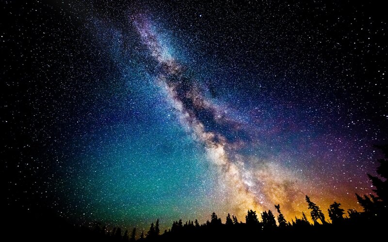 Milky Way Galaxy — Blue, Serene, Night, Photograph, Stars, Forest