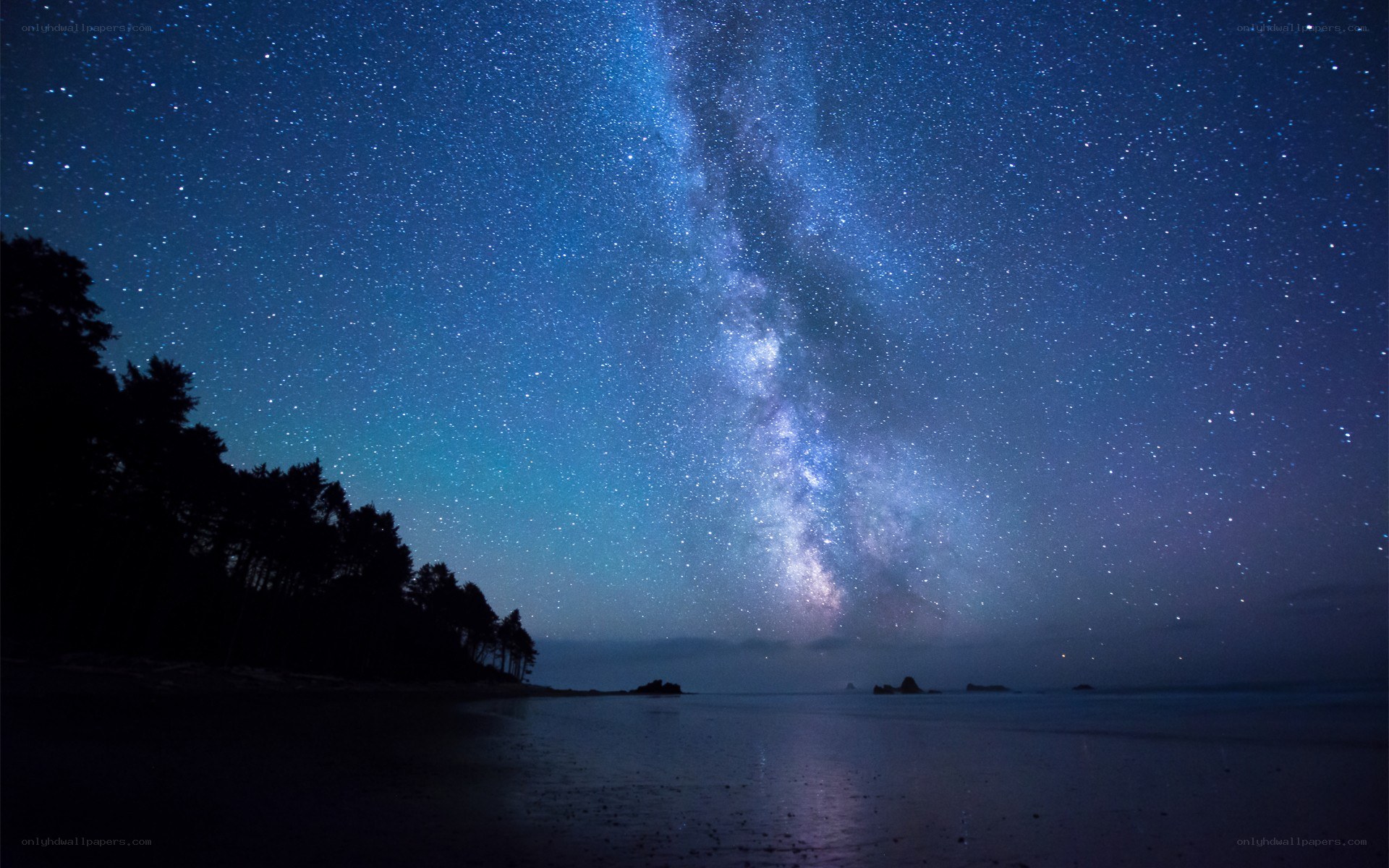 Milky Way over a beach