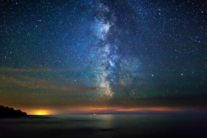 Milky Way over a calm lake