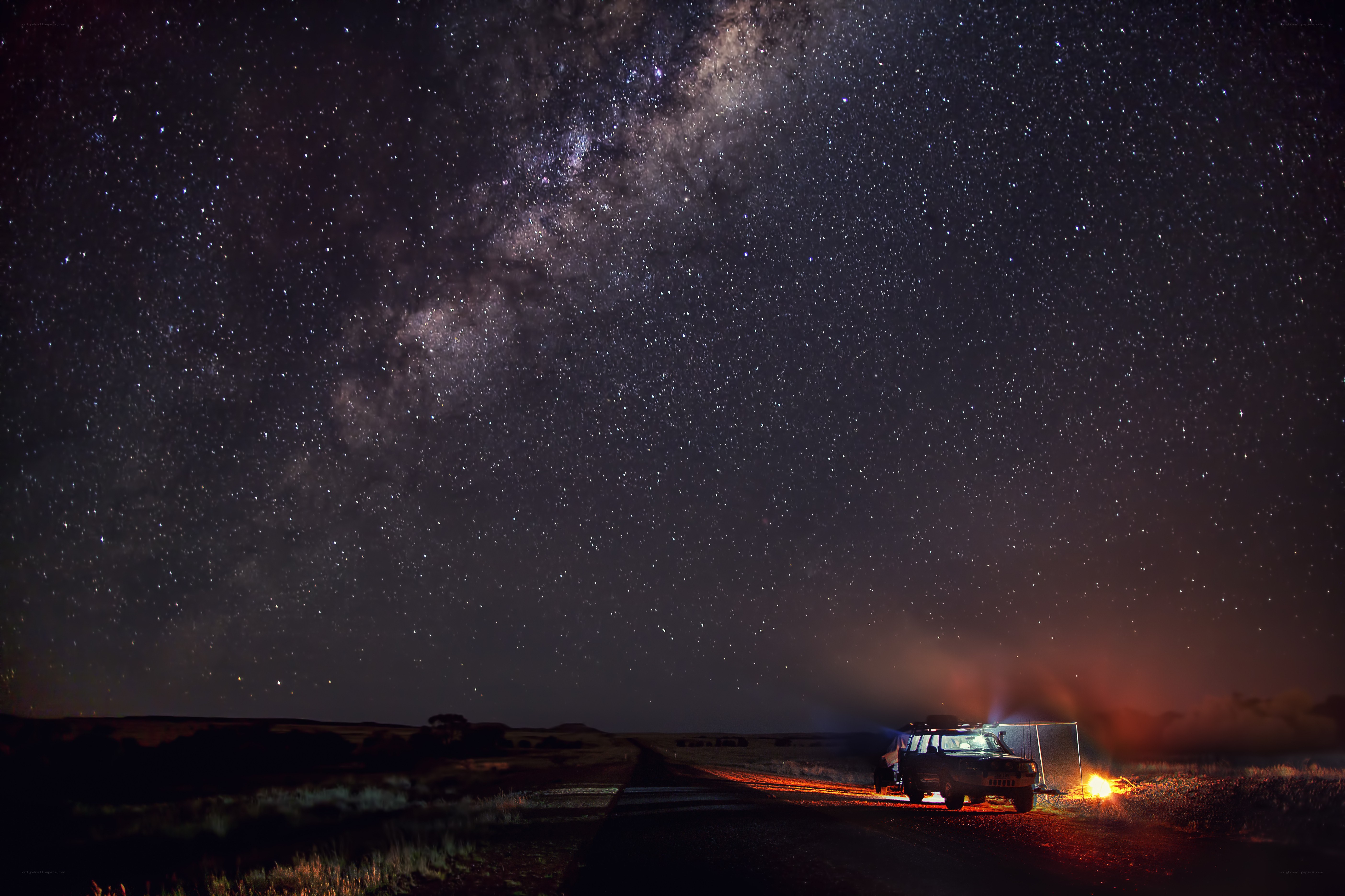 Milky Way over a campsite