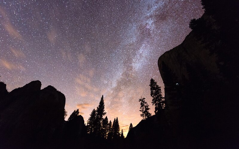 Milky Way over a canyon