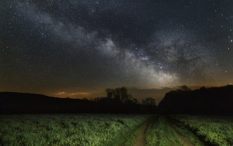 Milky Way over a country path