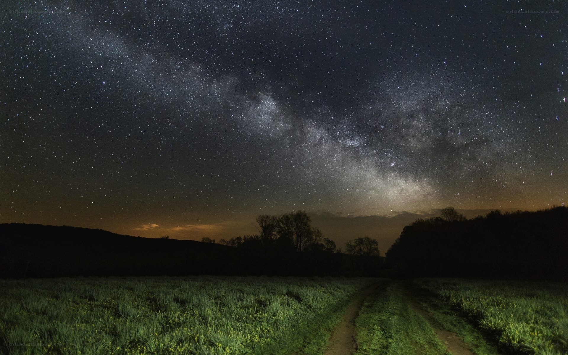 Milky Way over a country path