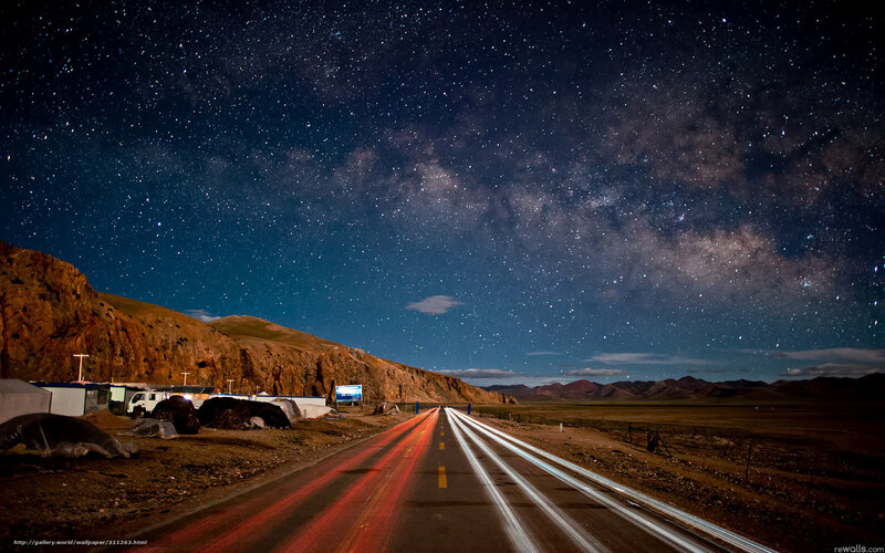 Milky Way over a desert road