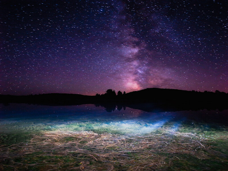 Milky Way over a lake at night