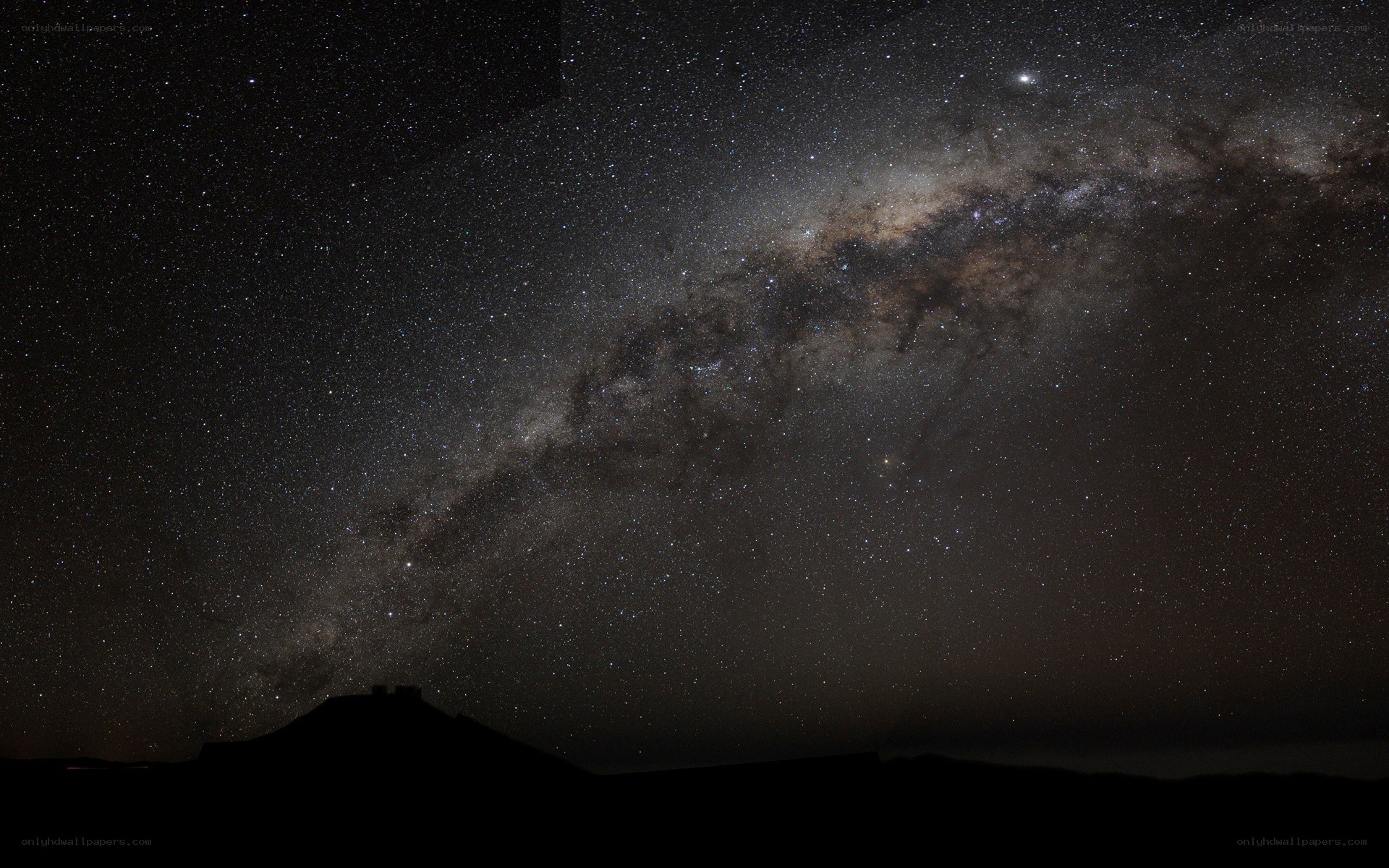 Milky Way over a mountain silhouette