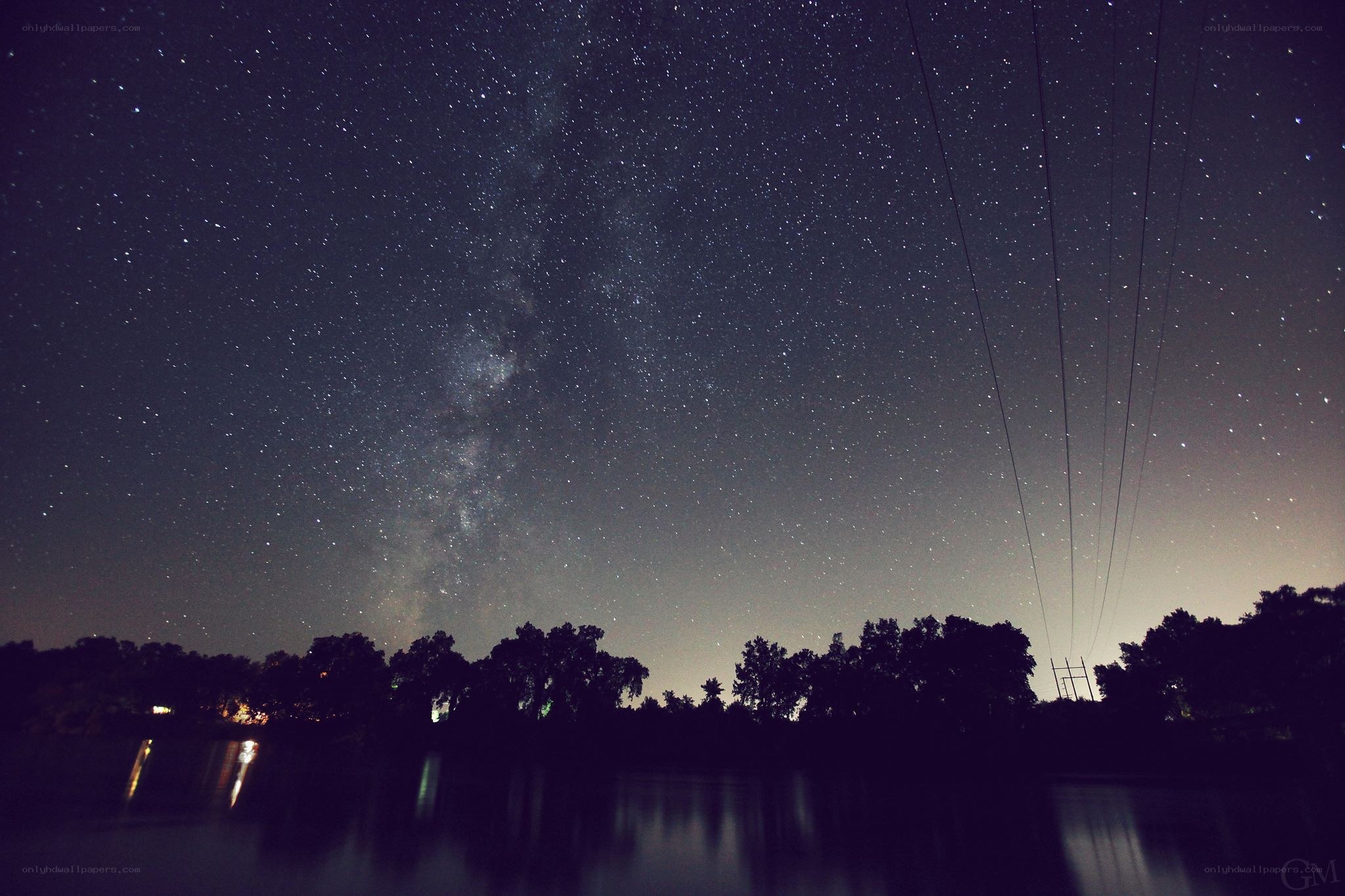 Milky Way over a river at night