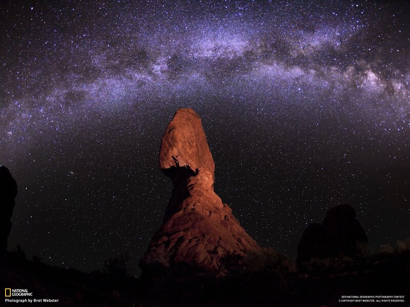 Milky Way over a rock formation