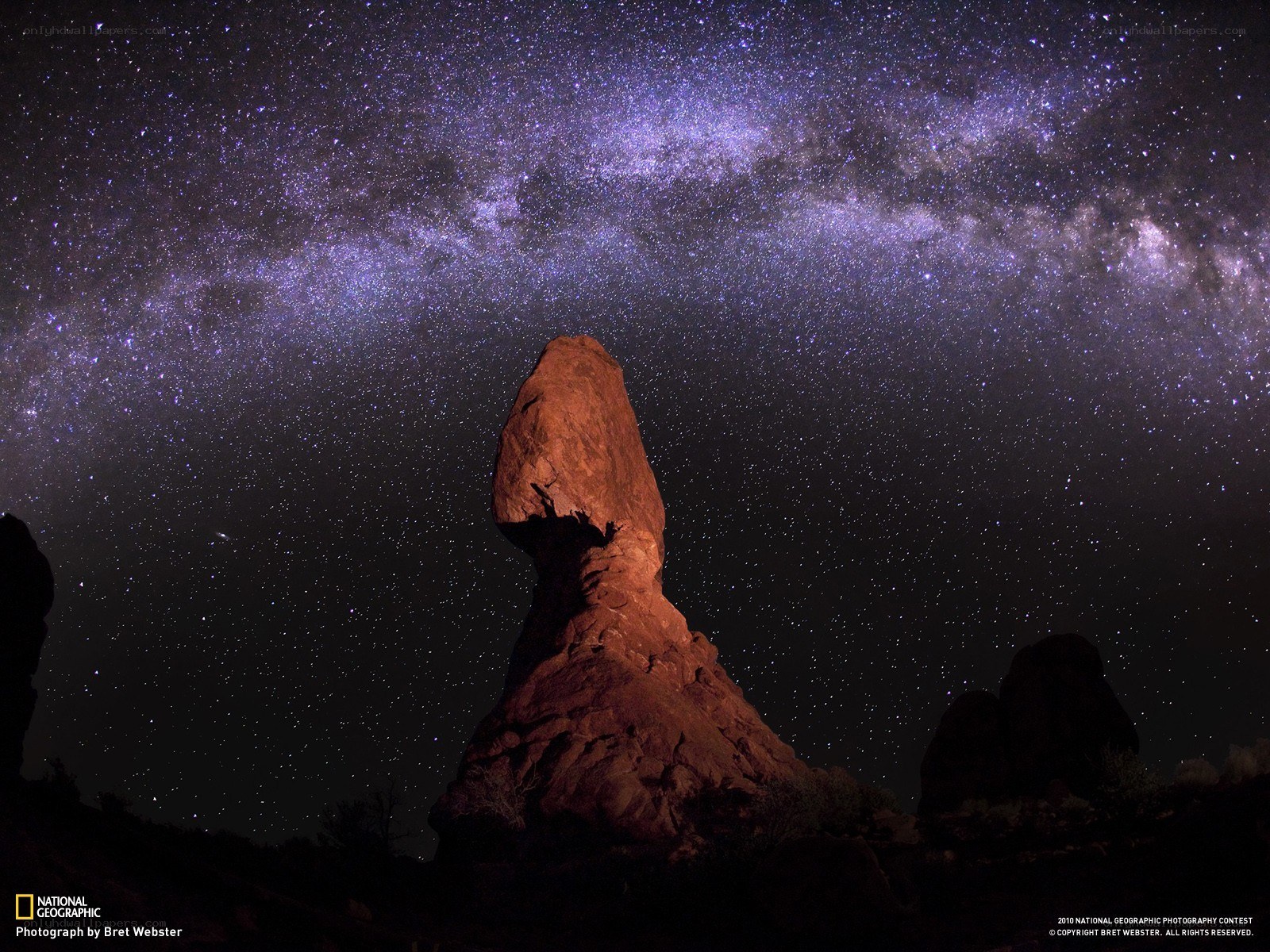 Milky Way over a rock formation