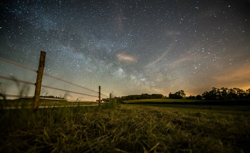 Milky Way over a rural field