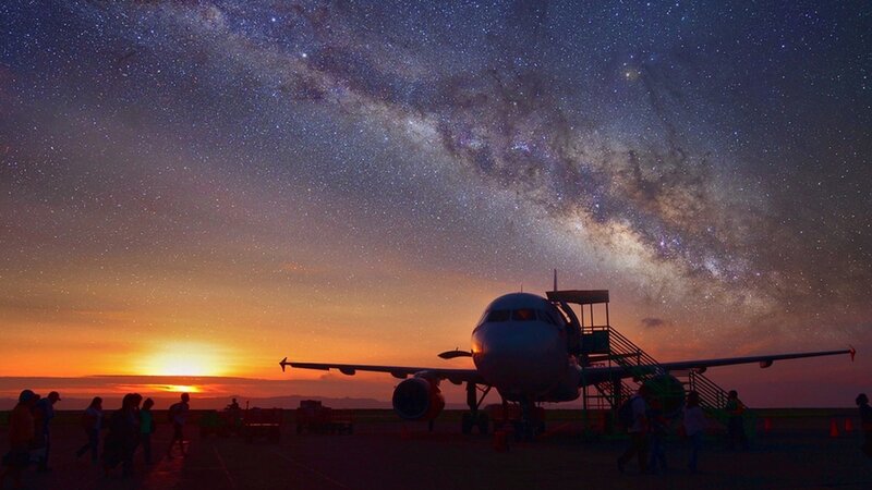 Milky Way over airplane