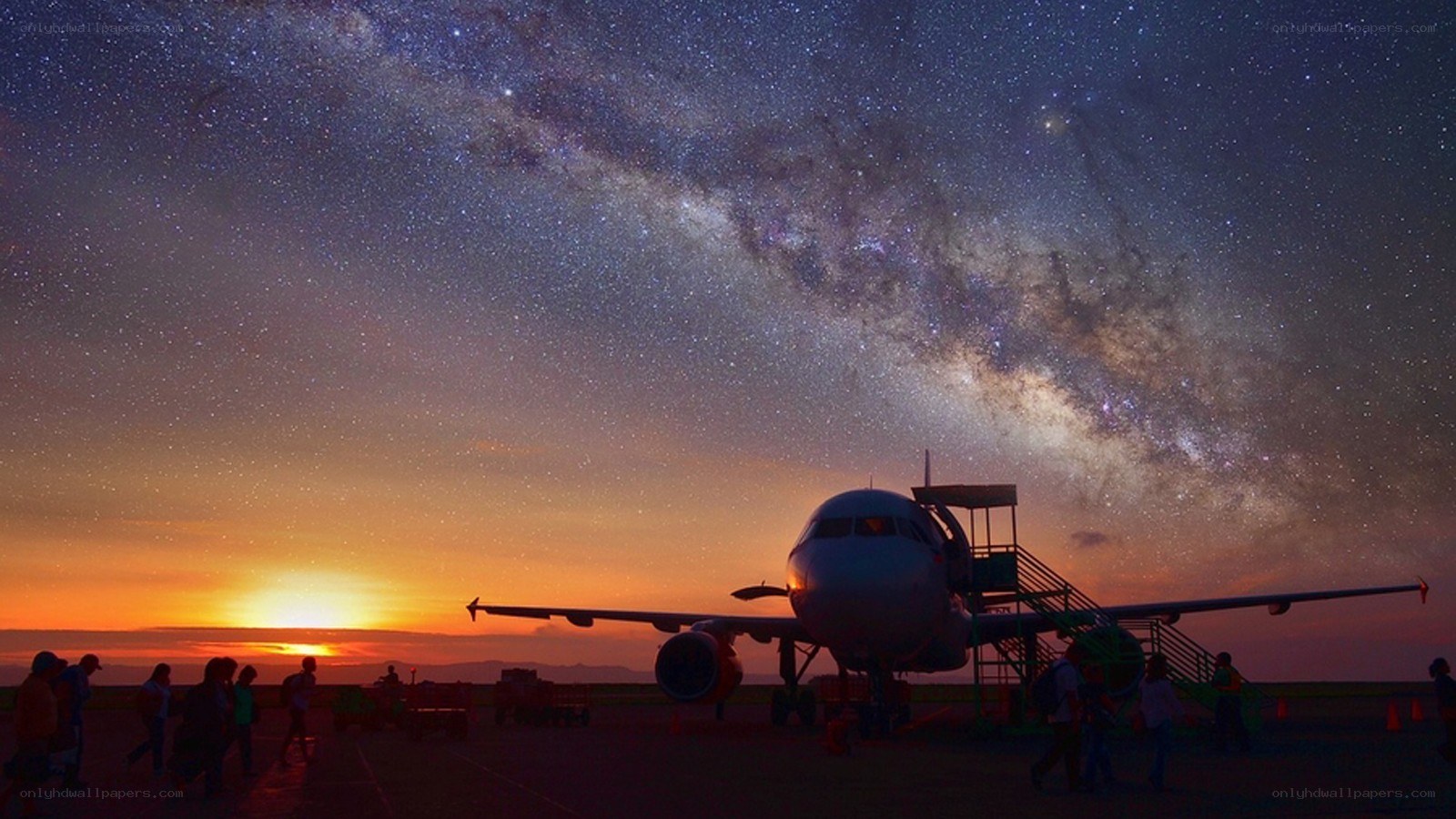 Milky Way over airplane