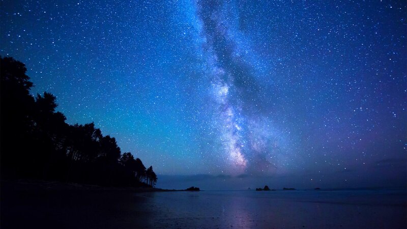 Milky Way over Beach — Blue