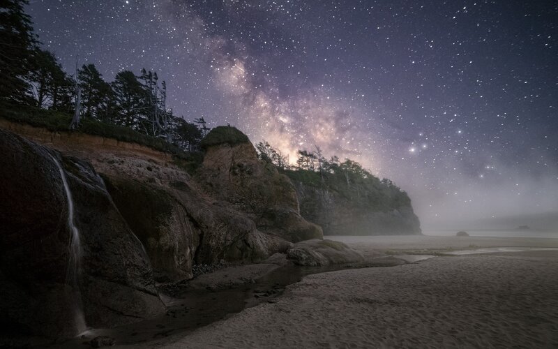Milky Way over Beach — Purple, Serene