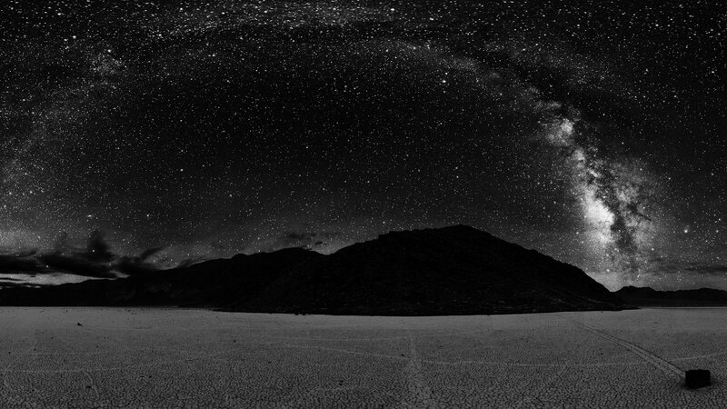 Milky Way over Desert — Black, Serene, Night, Photograph, Mountain