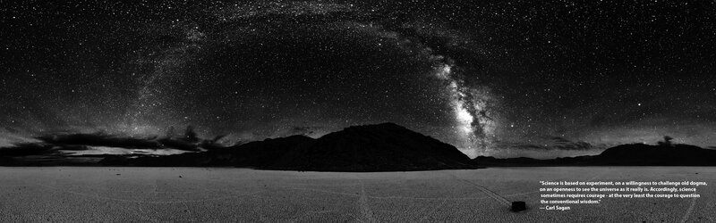 Milky Way over Desert — Black, Serene, Night, Photograph, Stars, Mountains, Text