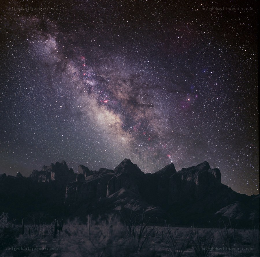 Milky Way over desert mountains