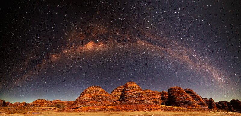 Milky Way over desert rock formations