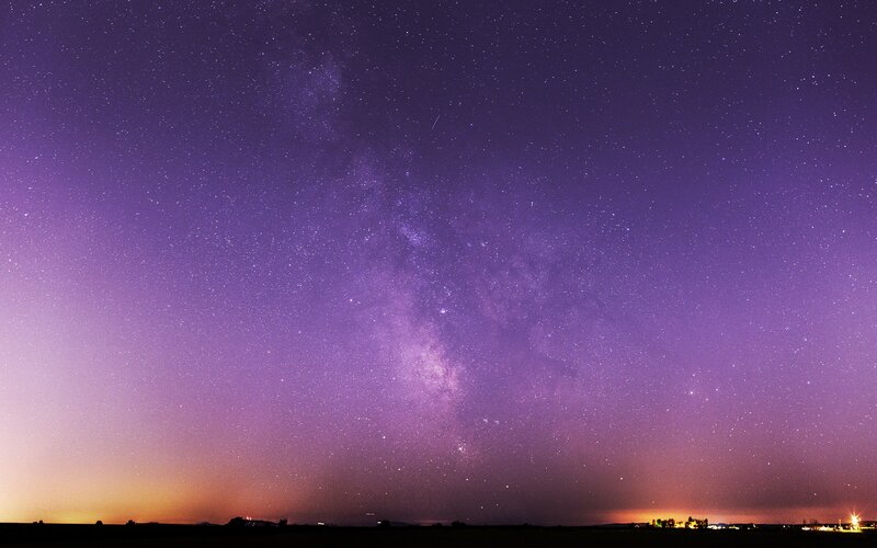 Milky Way over Field — Purple, Serene