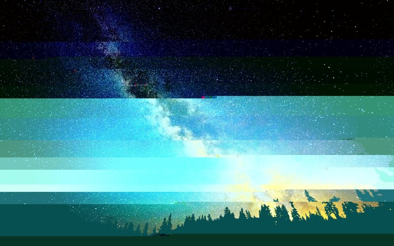 Milky Way over Forest — Blue, Serene, Night, Digital Art