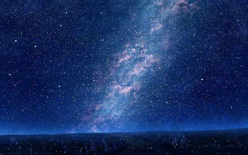 Milky Way over Forest — Blue, Serene, Night