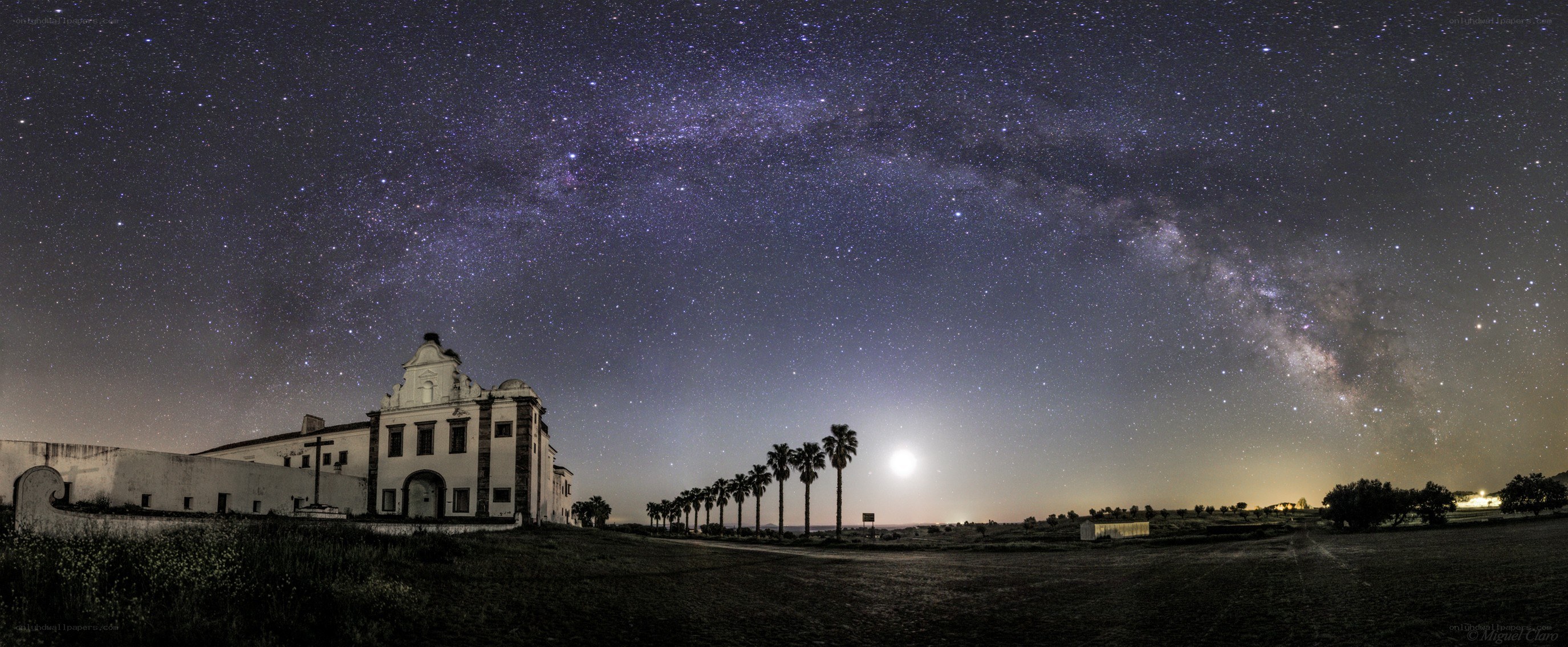 Milky Way over historic building
