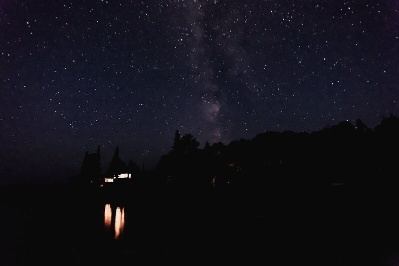 Milky Way over Lake — Black, Serene, Night, Photograph, Stars