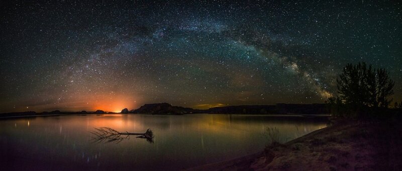 Milky Way over Lake — Black, Serene, Night
