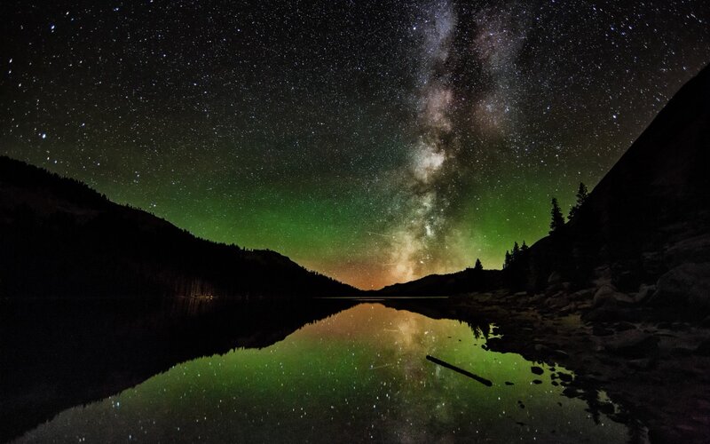Milky Way over Lake — Black, Serene