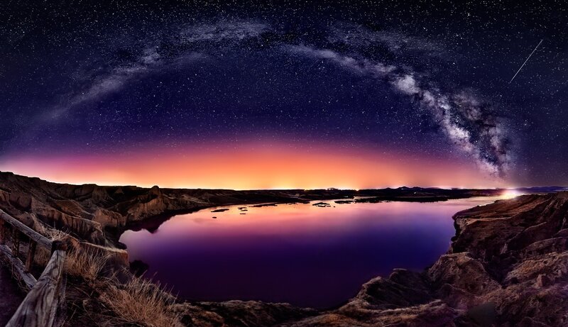 Milky Way over Lake — Purple, Serene, Night