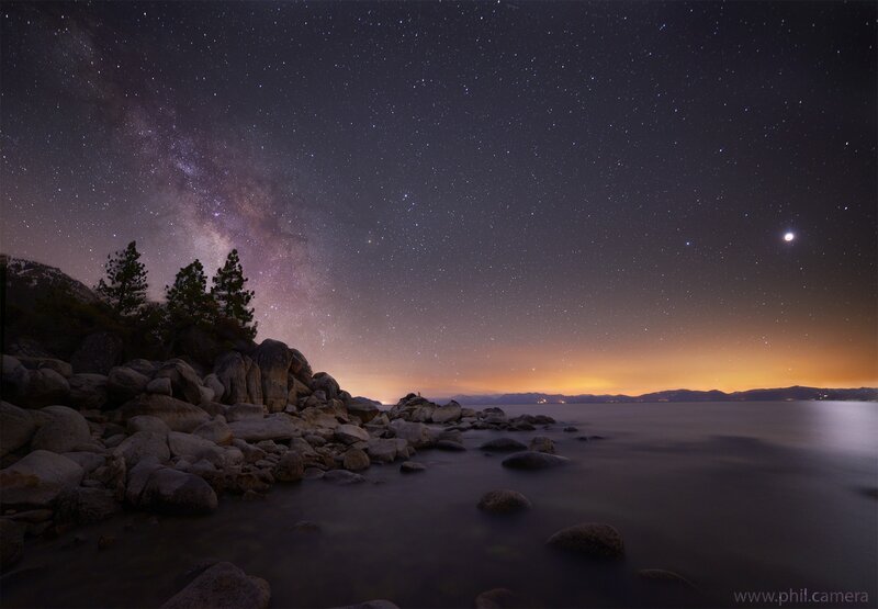 Milky Way over Lake — Purple, Serene