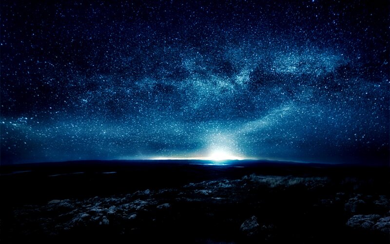 Milky Way over Landscape — Blue, Serene, Night, Photograph, Stars