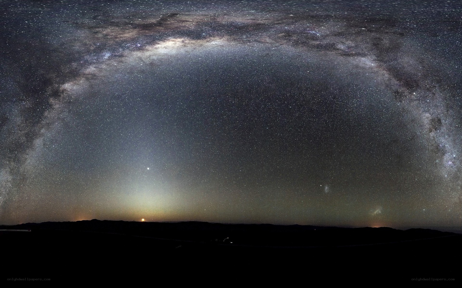 Milky Way over mountain horizon
