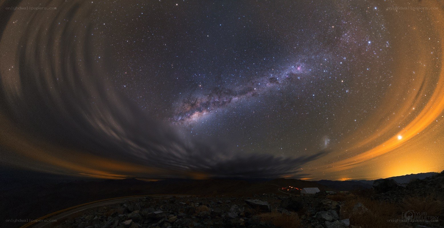 Milky Way over mountain landscape
