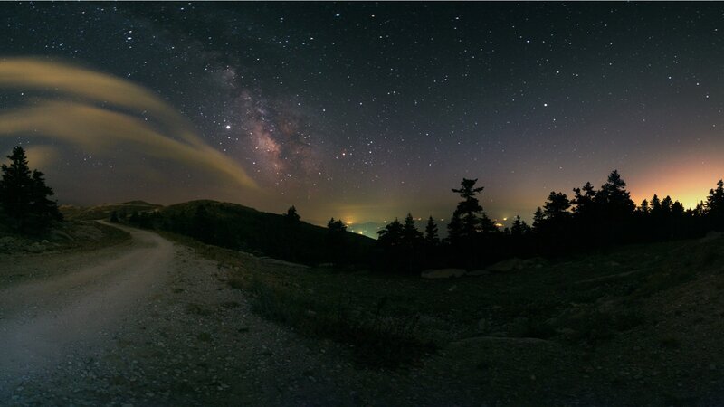 Milky Way over mountain path