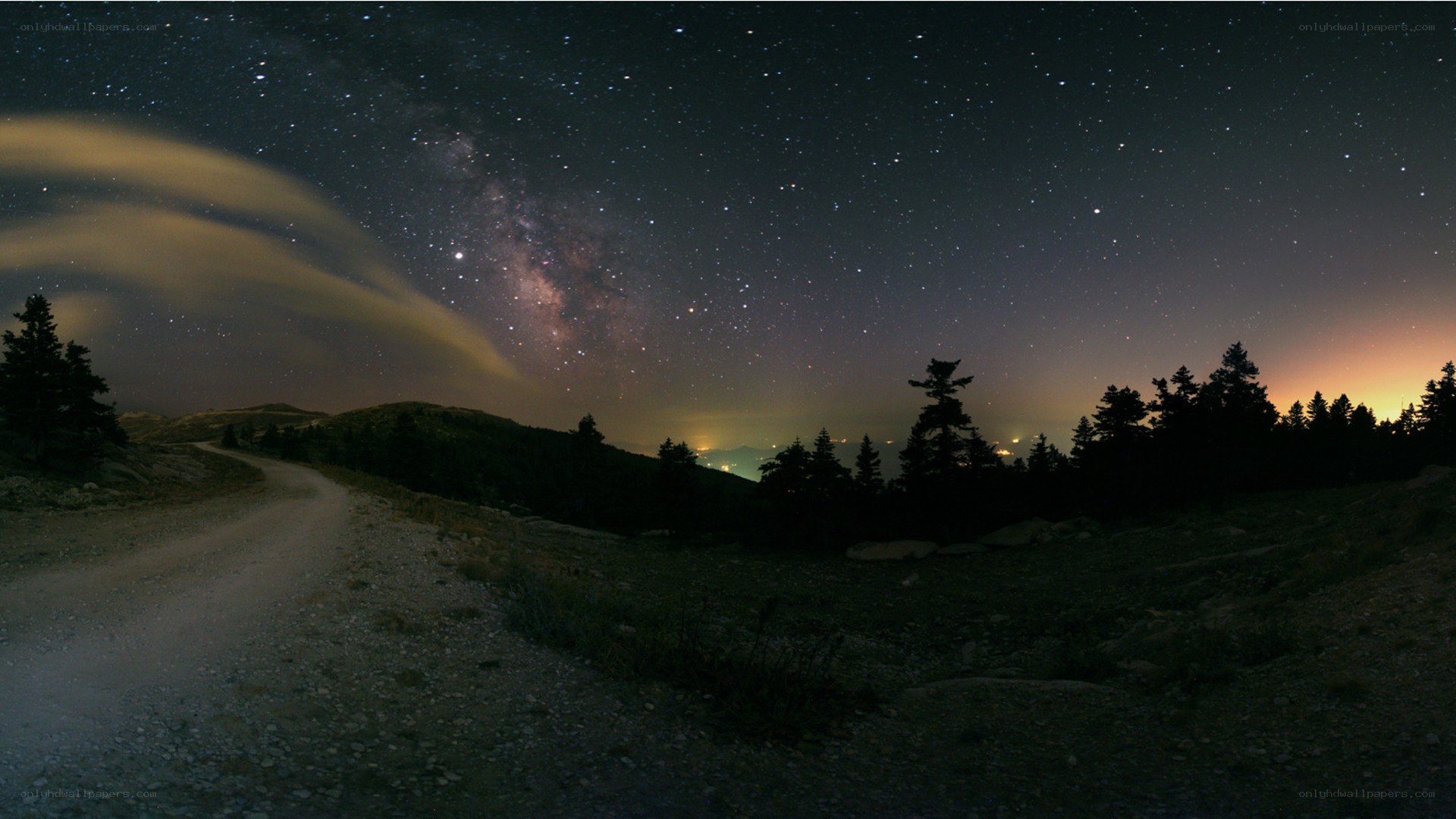 Milky Way over mountain path