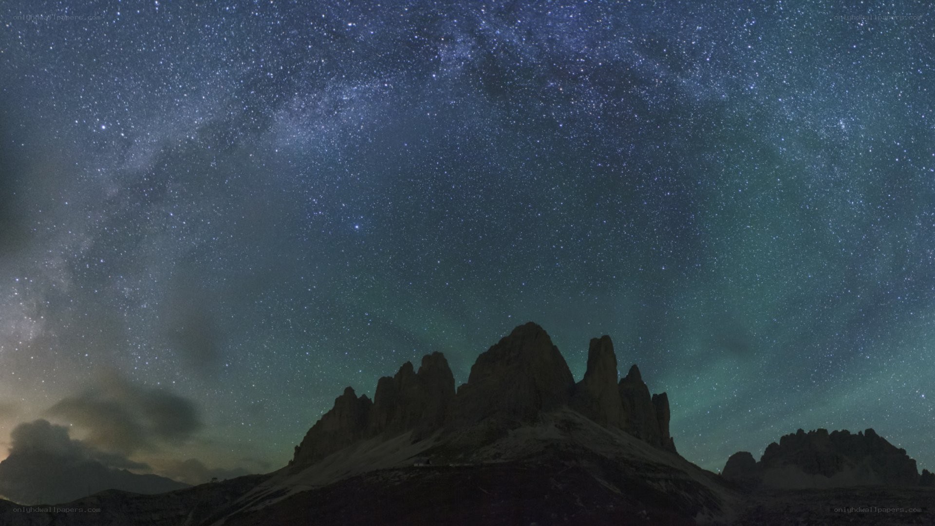 Milky Way over mountain peaks