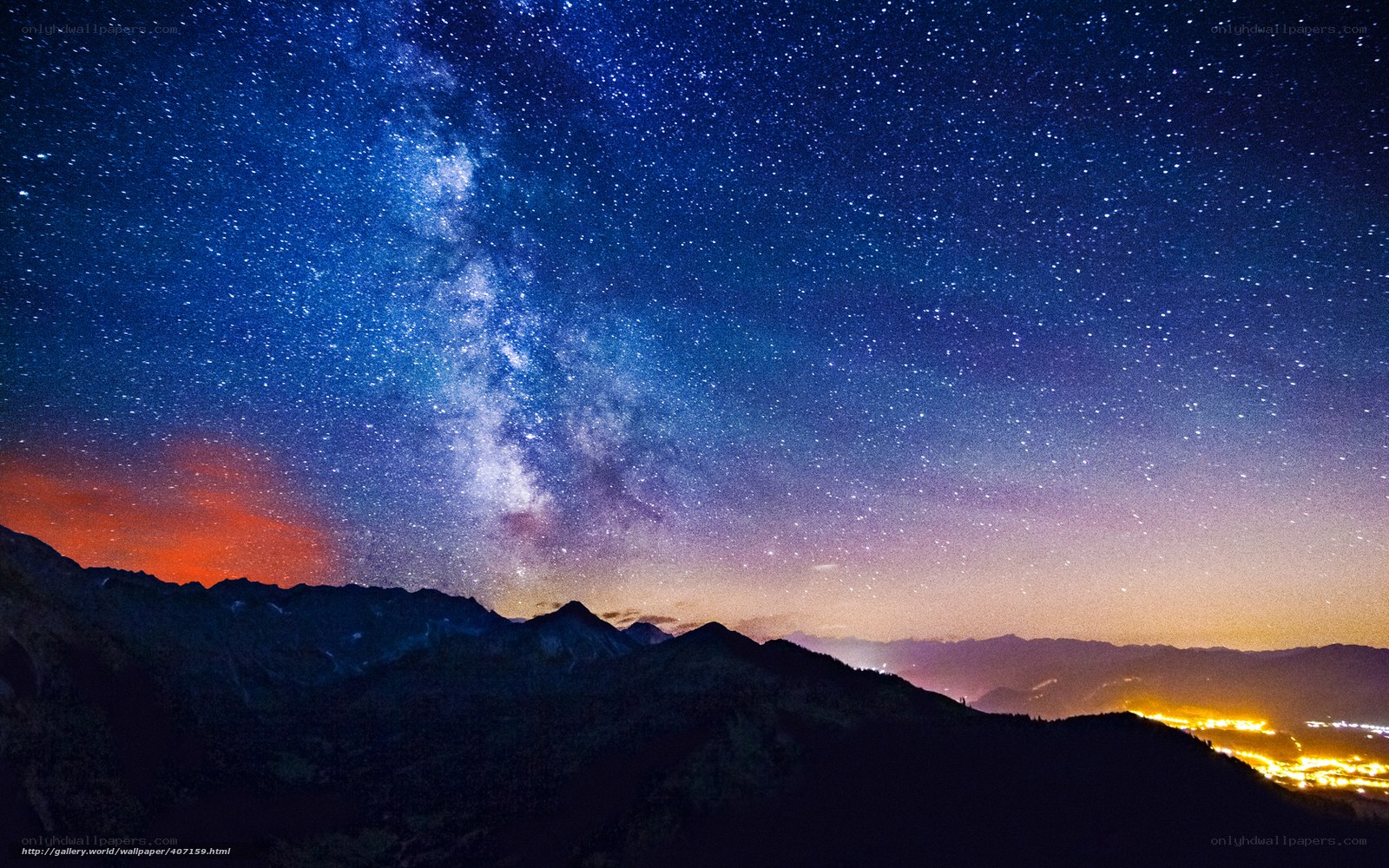 Milky Way over mountain peaks
